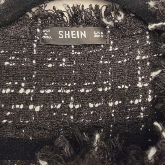 NWOT Raw Buttoned Front Frayed Trim Tweed Jacket - Picture 8 of 9